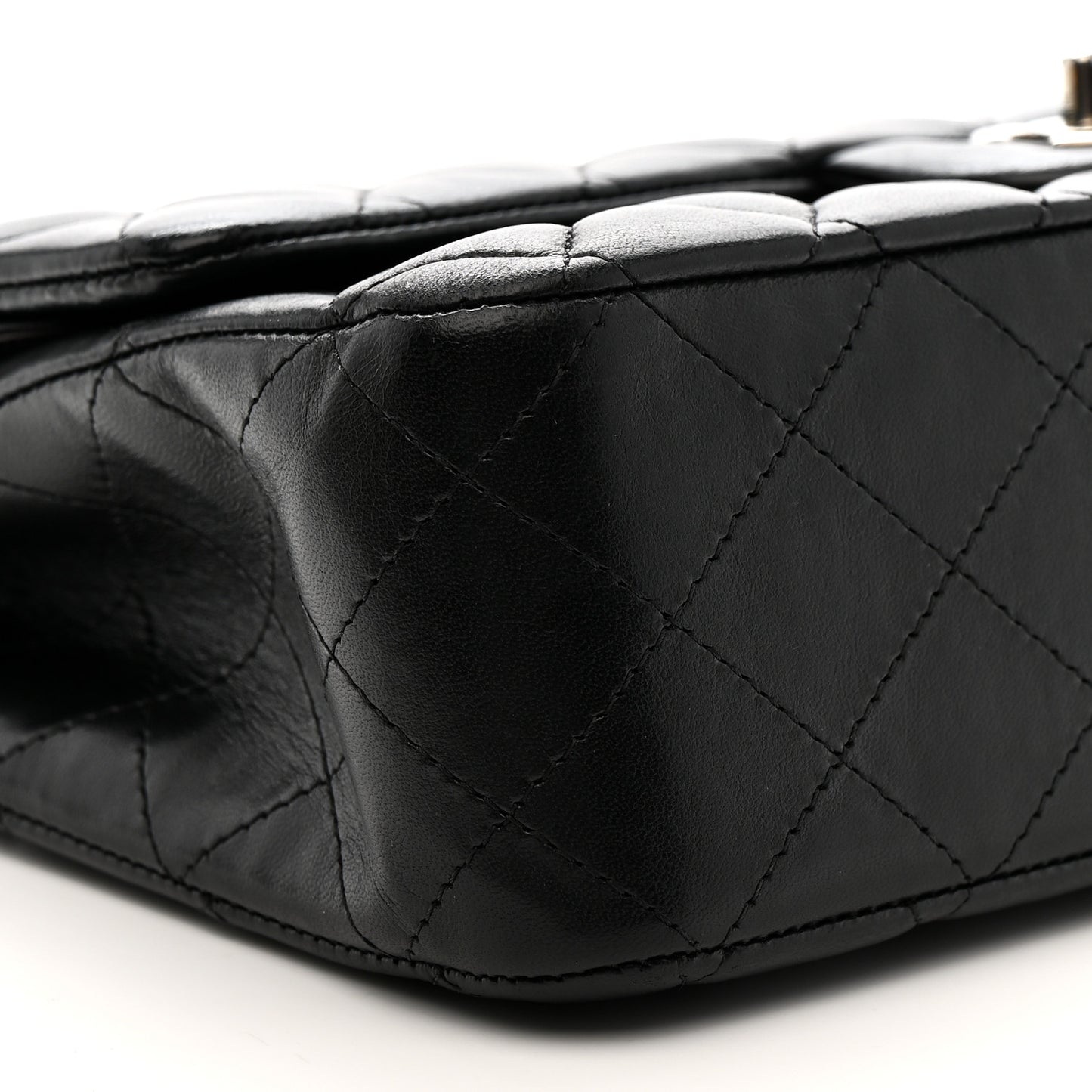 Lambskin Quilted Medium Double Flap Black