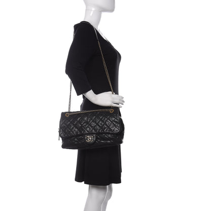 Chanel Crumpled Grained Calfskin Quilted Large Shiva Flap Black 2 of 14
