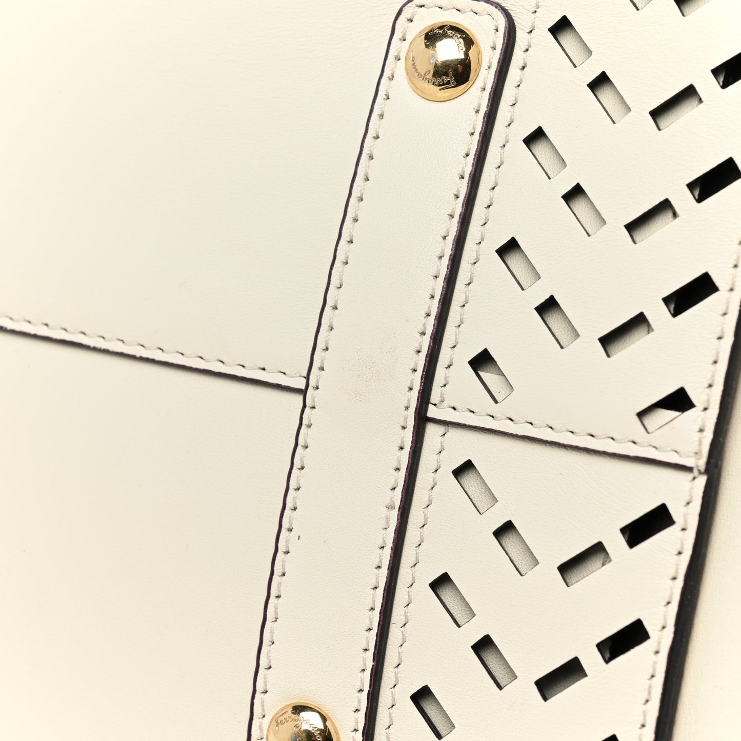 Calfskin Perforated Sofia Satchel White
