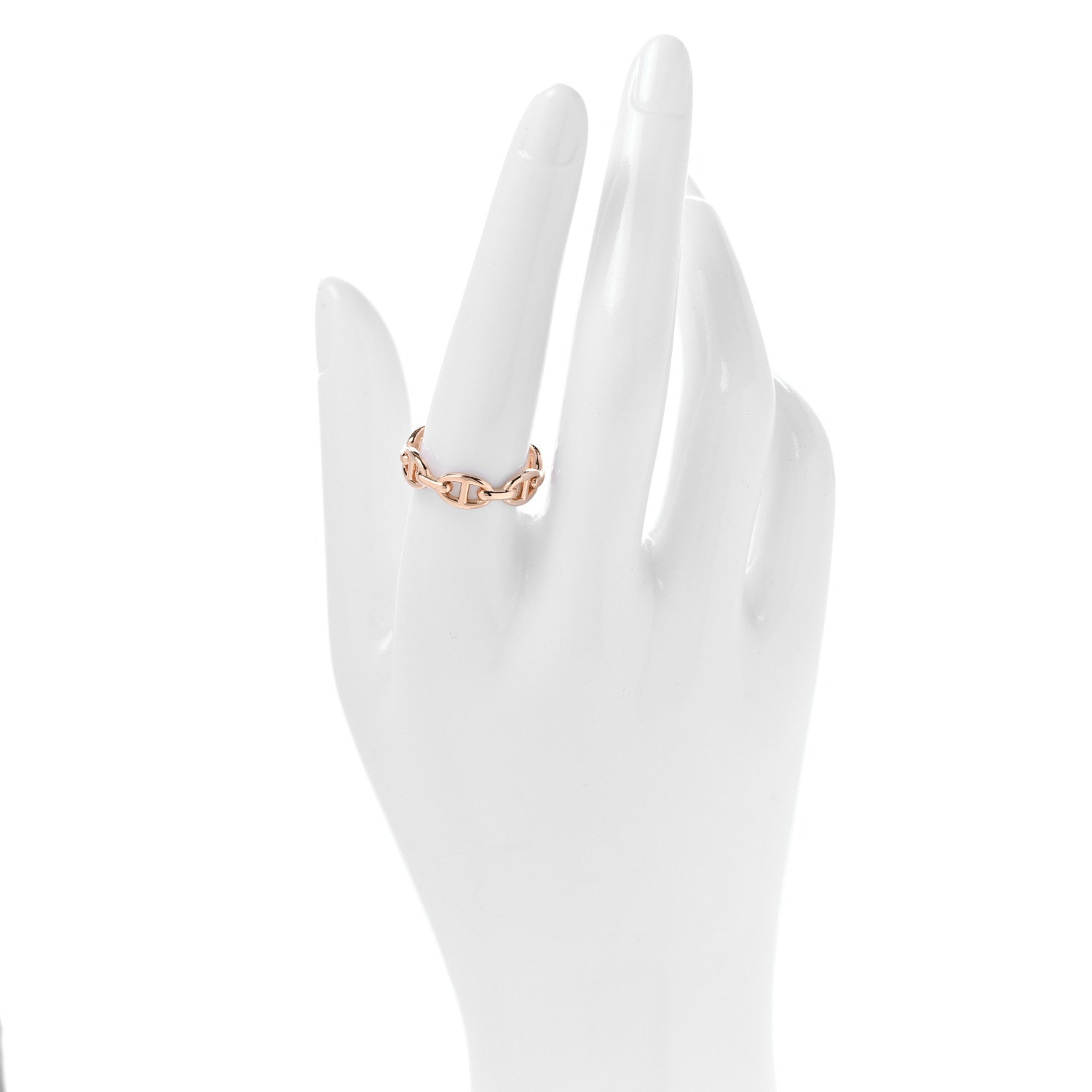 Hermes 18K Rose Gold PM Chaine d'Ancre Enchainee Ring 58 8.5 2 of 9