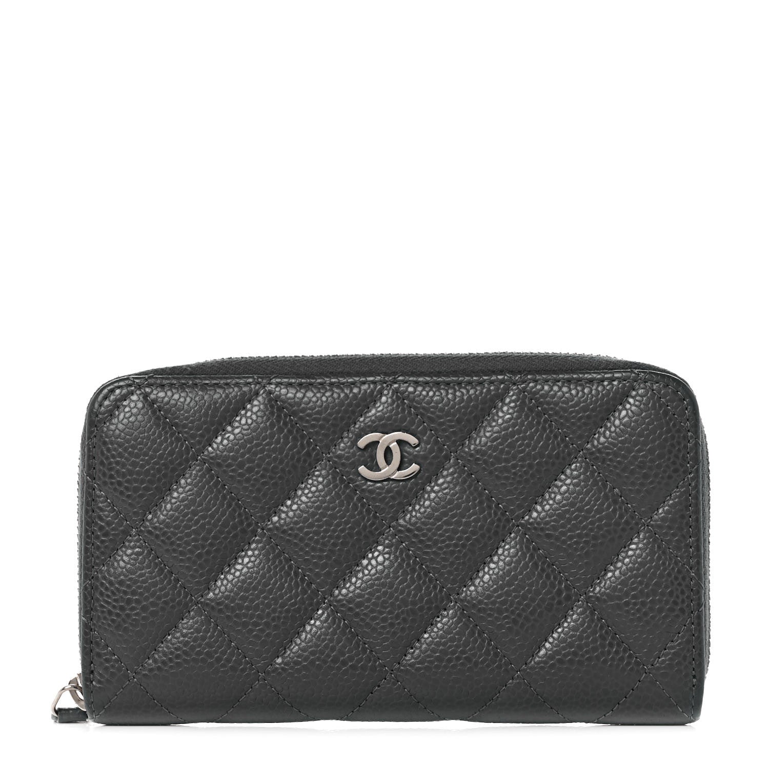 Chanel Caviar Quilted Medium Zip Around Wallet Dark Charcoal 1 of 10