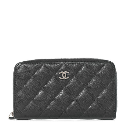 Chanel Caviar Quilted Medium Zip Around Wallet Dark Charcoal 1 of 10