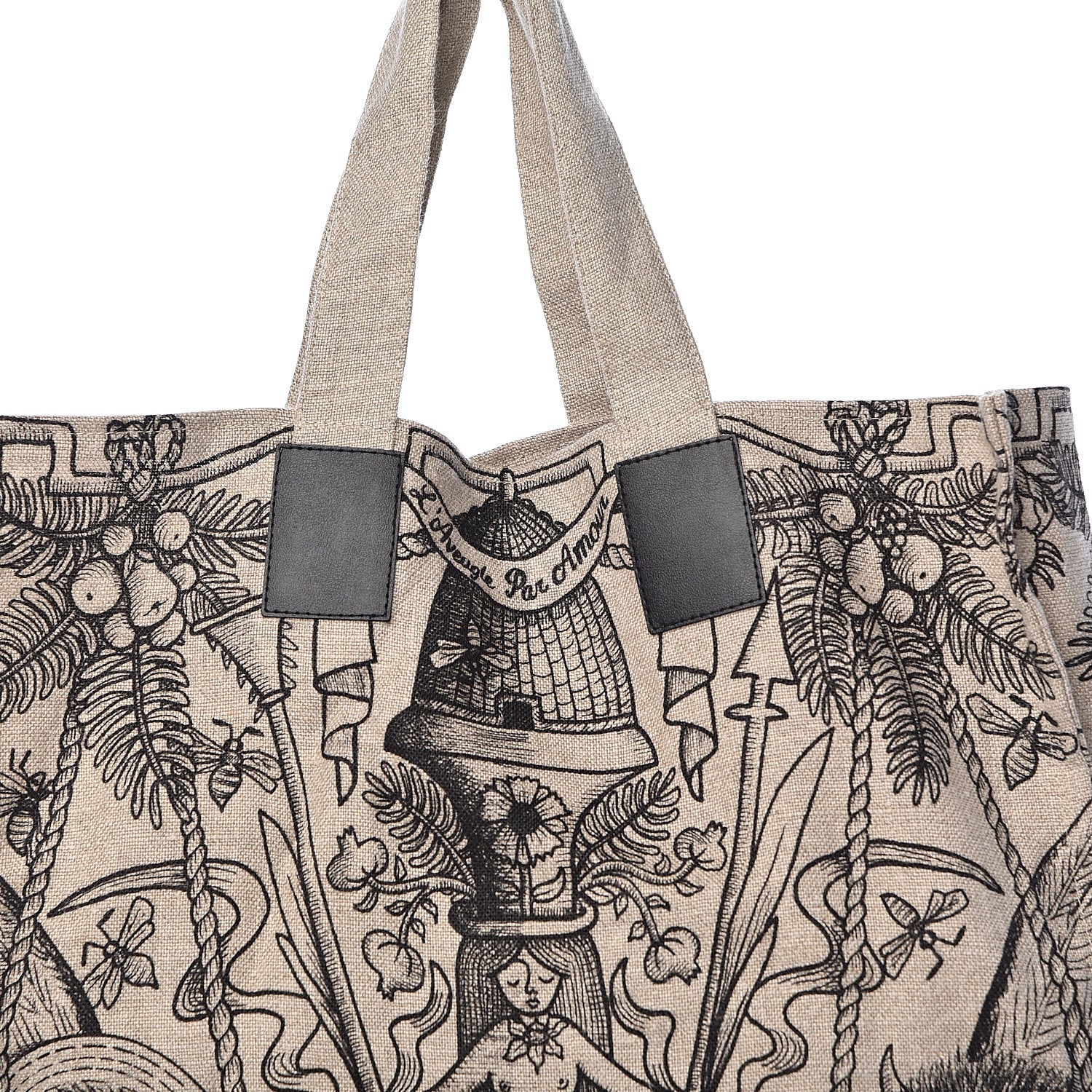 Gucci X JAYDE FISH Linen Garden Vertical Tote Black Beige 10 of 10
