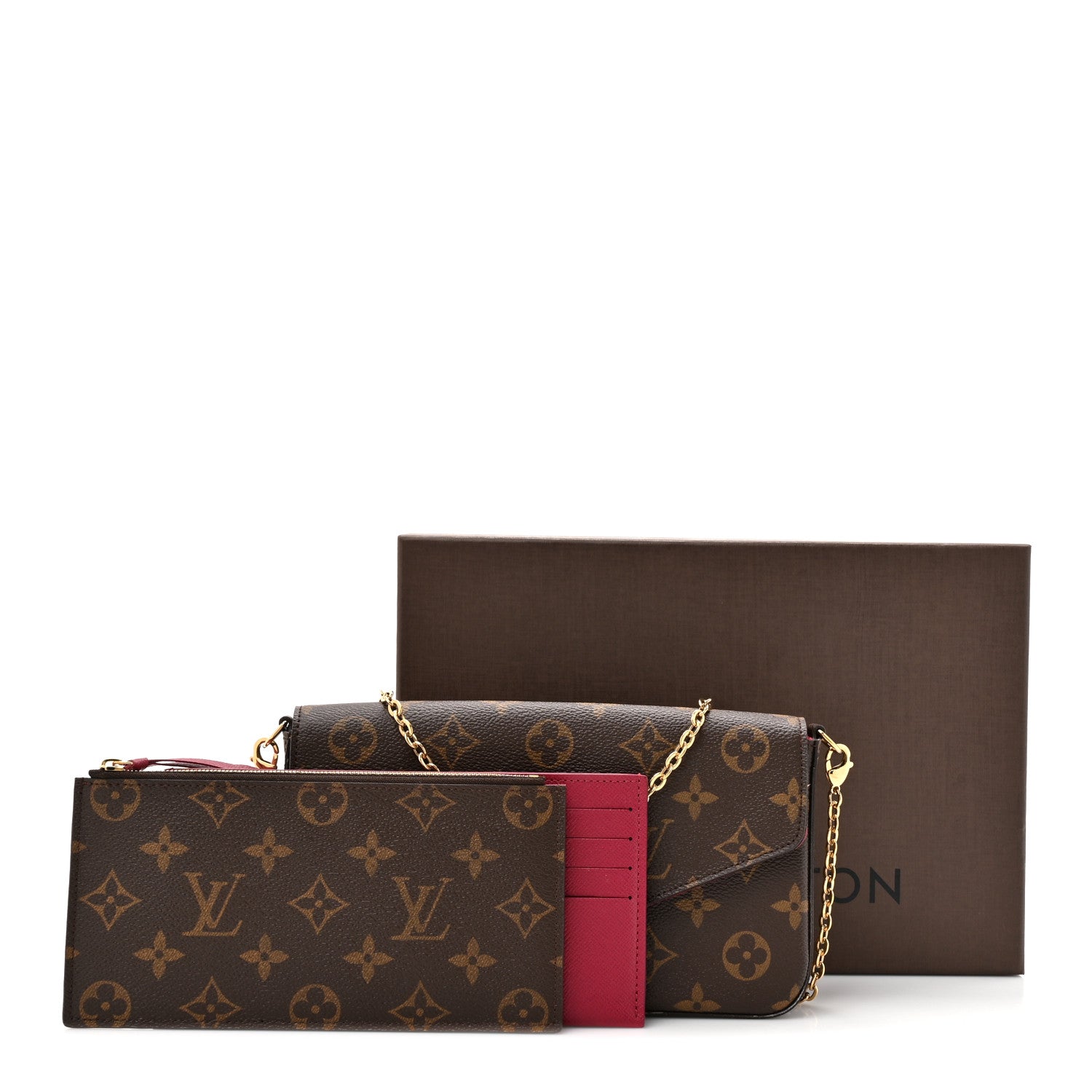 Louis Vuitton Monogram Pochette Felicie Chain Wallet Fuchsia 16 of 16