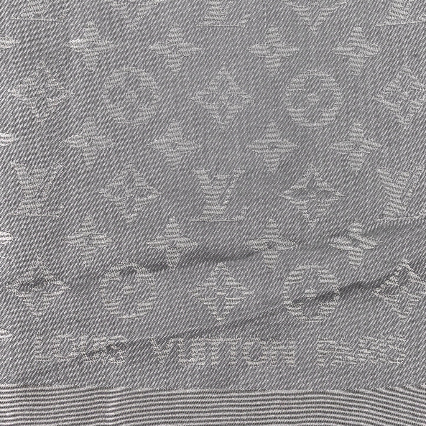 Silk Lurex Wool Monogram Shine Shawl Charcoal Grey