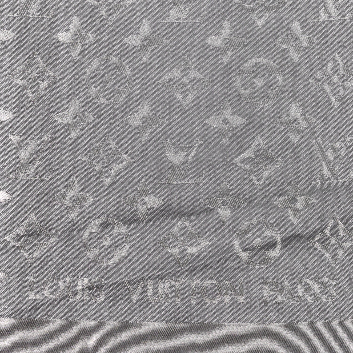 Louis Vuitton Silk Lurex Wool Monogram Shine Shawl Charcoal Grey 3 of 6