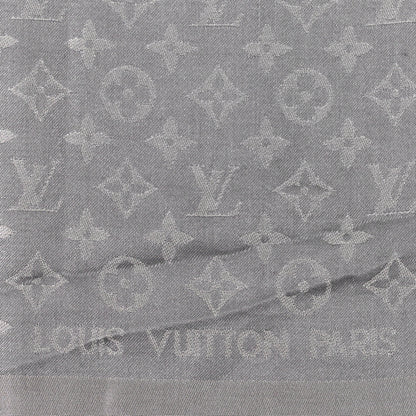 Louis Vuitton Silk Lurex Wool Monogram Shine Shawl Charcoal Grey 3 of 6
