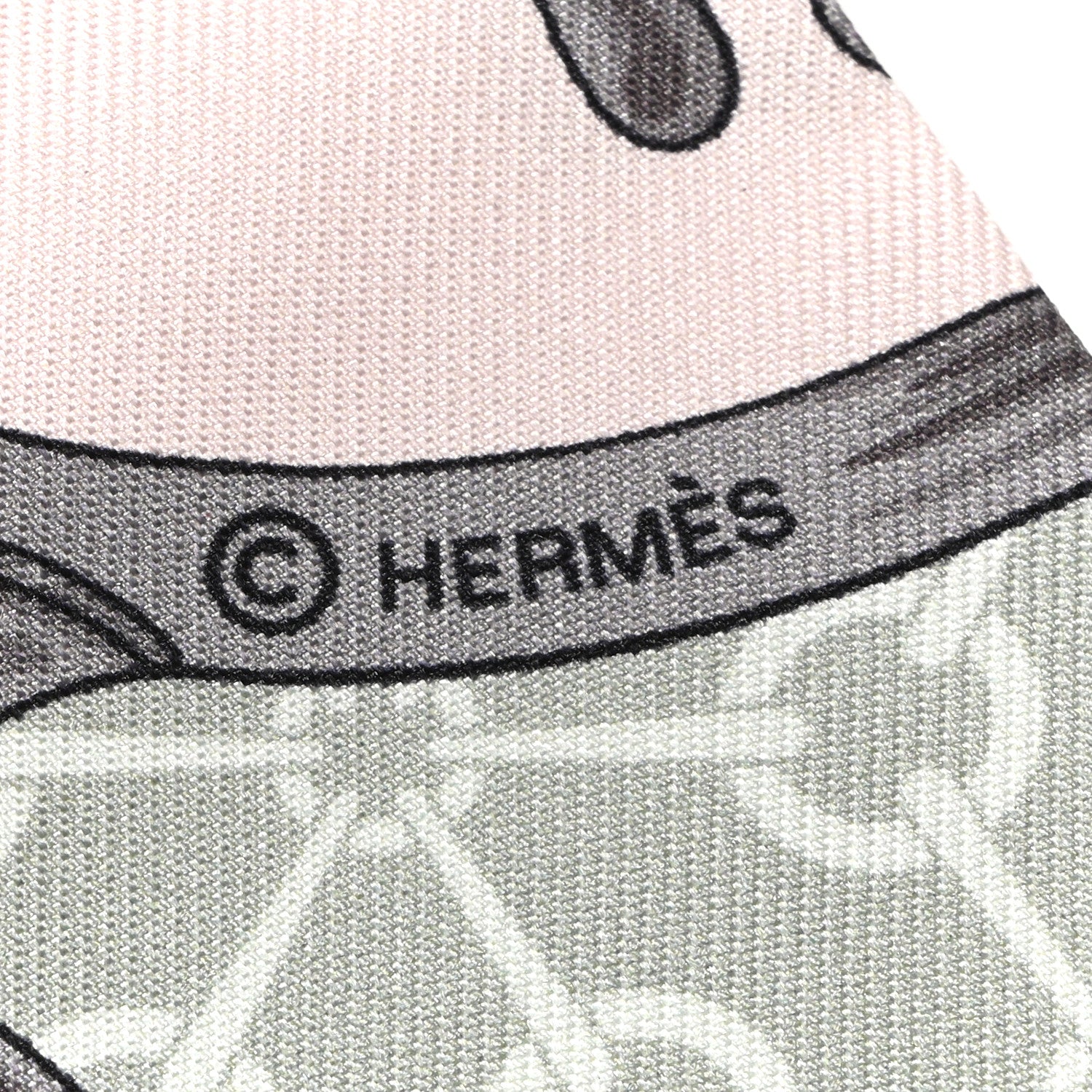 Hermes Silk La Promenade Du Matin Twilly Black Rose Poudre Celadon 4 of 4