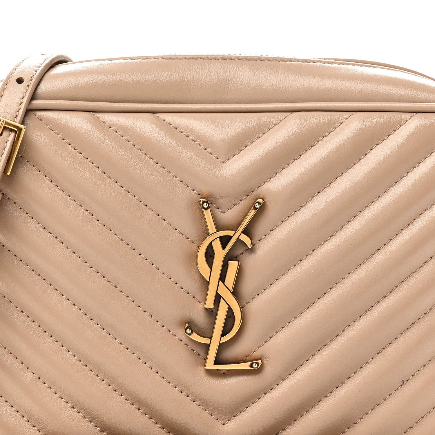 Saint Laurent Calfskin Matelasse Monogram Lou Camera Bag Dark Beige 8 of 10