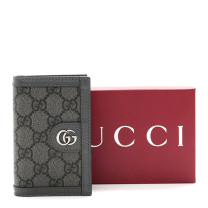 Gucci GG Supreme Monogram Textured Dollar Calfskin Ophidia Card Case Grey Black Graphite Grey 7 of 7
