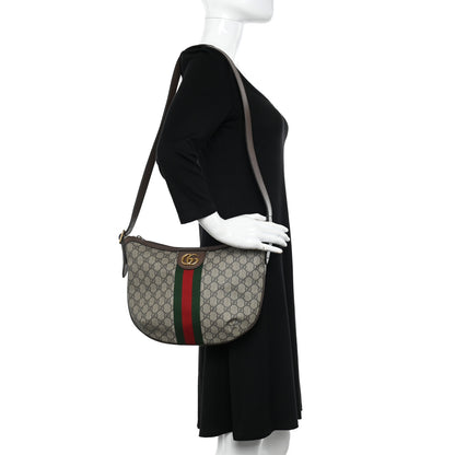 Gucci GG Supreme Monogram Web Small Ophidia Half Moon Hobo Brown 2 of 9