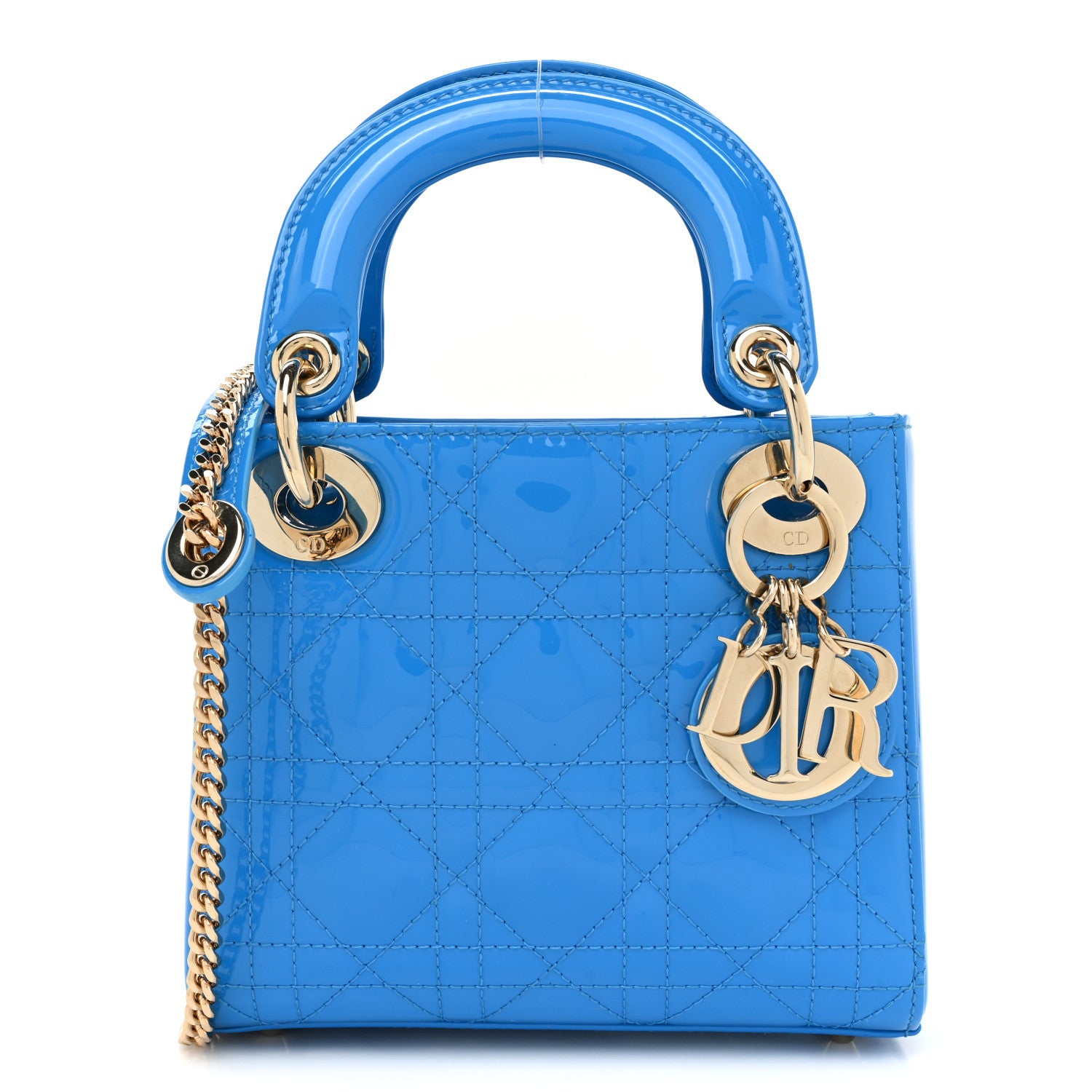 Christian Dior Patent Cannage Mini Lady Dior Blue 1 of 9