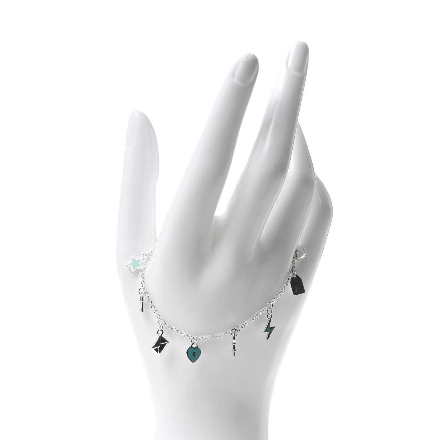 Sterling Silver Enamel Love Notes Charm Bracelet Blue