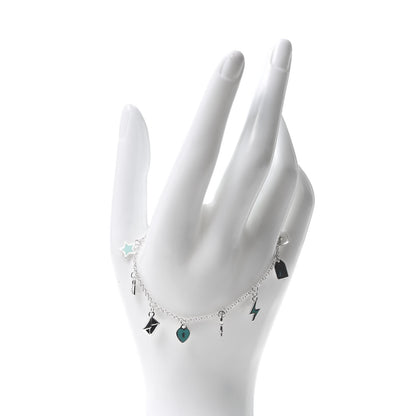Tiffany Sterling Silver Enamel Love Notes Charm Bracelet Blue 2 of 6
