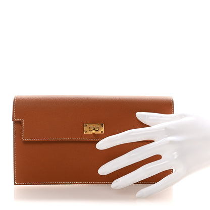 Hermes Madame Calfskin Kelly Pocket Long Wallet Gold 2 of 8