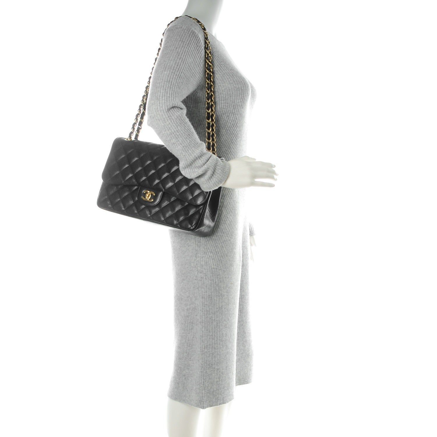 Chanel Caviar Quilted Jumbo Double Flap Black 2 of 8