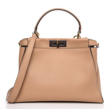 Fendi Vitello Seta Medium Peekaboo Iconic Satchel Cuoio 3 of 9