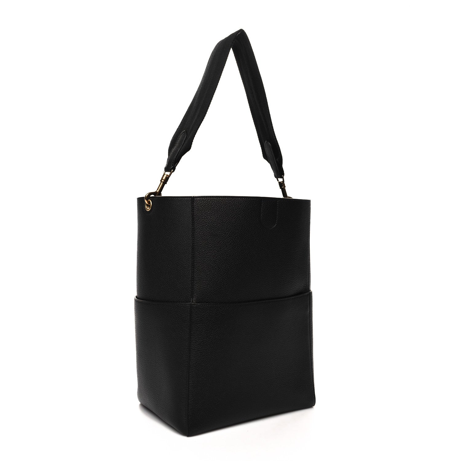 Celine Soft Grained Calfskin Sangle Bucket Bag Black 3 of 10