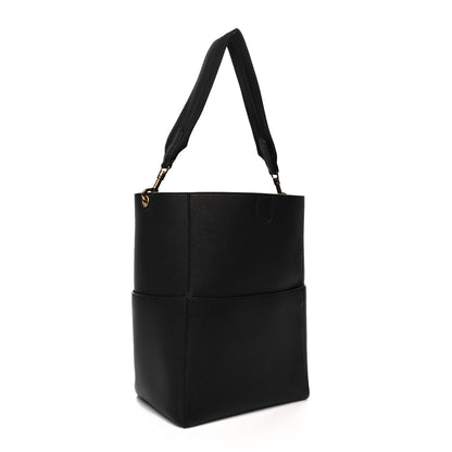 Celine Soft Grained Calfskin Sangle Bucket Bag Black 3 of 10