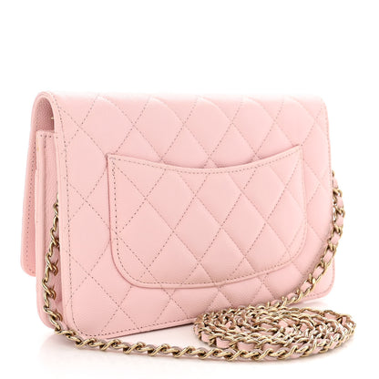 Chanel Caviar Quilted Wallet on Chain WOC Light Pink 3 of 12