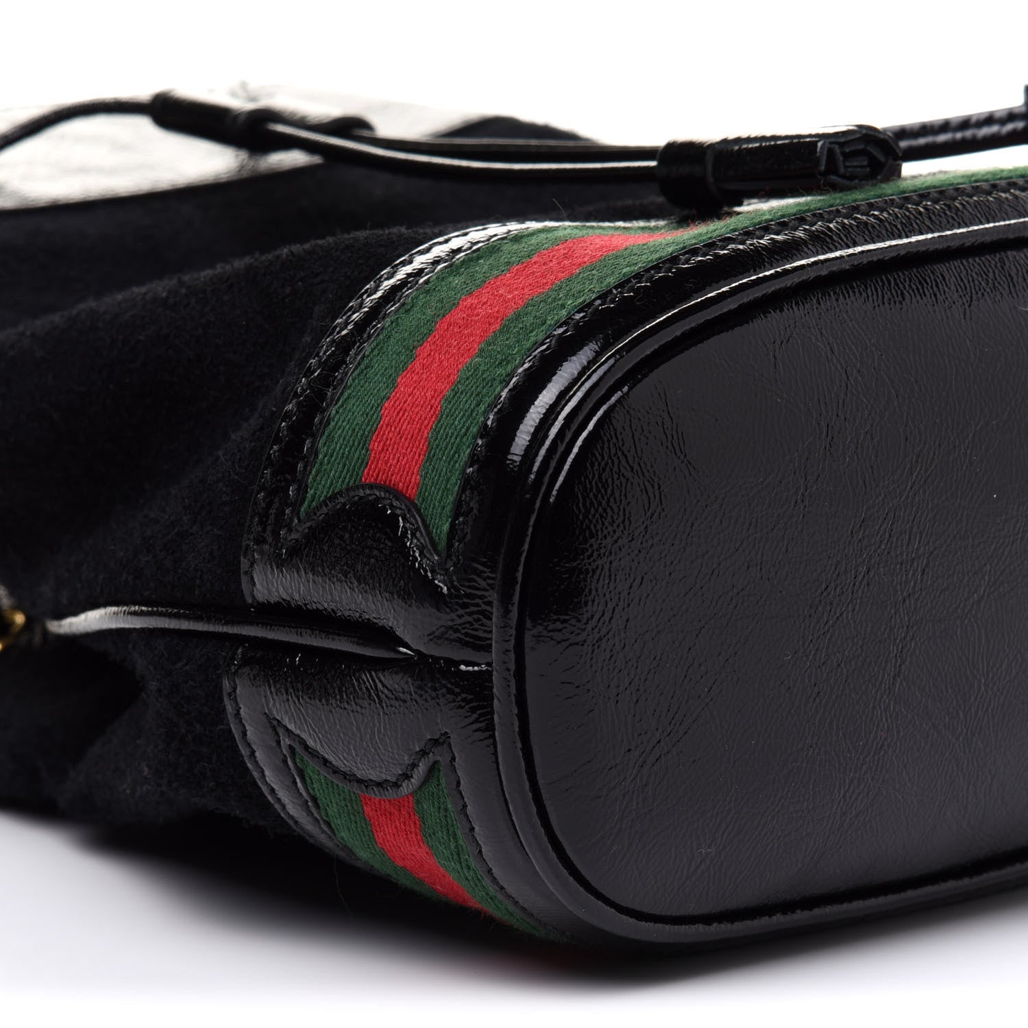 Gucci Suede Patent Web Small Ophidia Bucket Bag Black 9 of 10