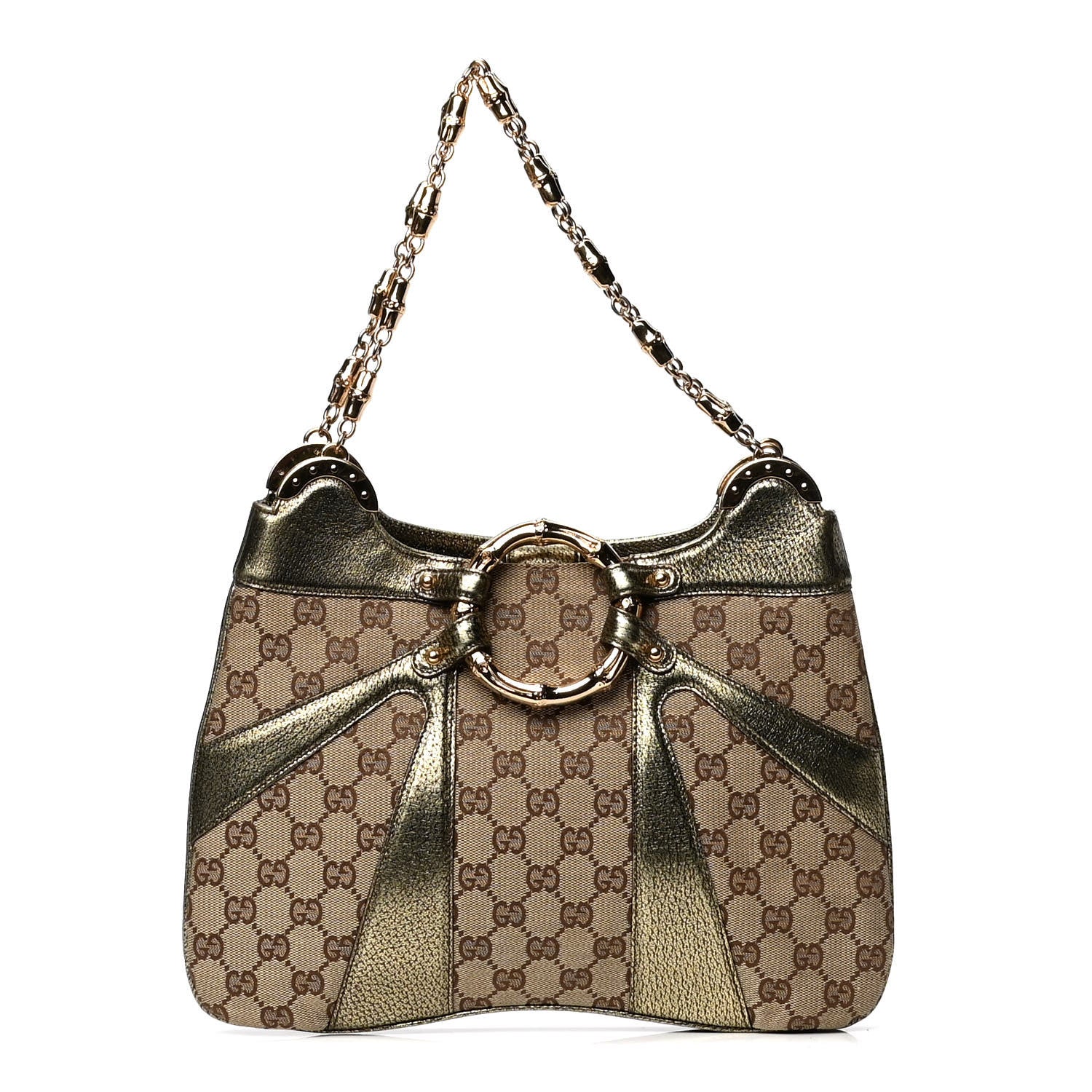 Gucci Monogram Bamboo Chain Tom Ford Shoulder Bag Metallic 1 of 6