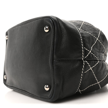 Chanel Calfskin Contrast Stitch Surpique Bucket Bag Black 10 of 10