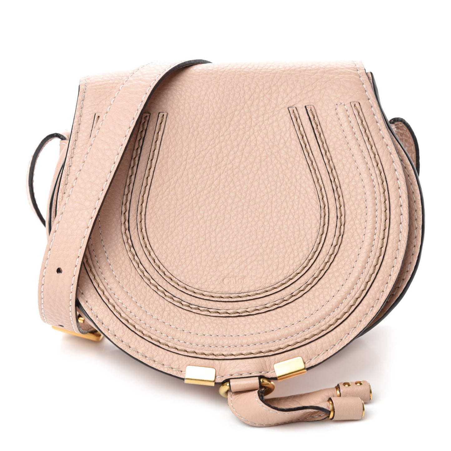 Calfskin Mini Marcie Round Crossbody Bag Blush Nude