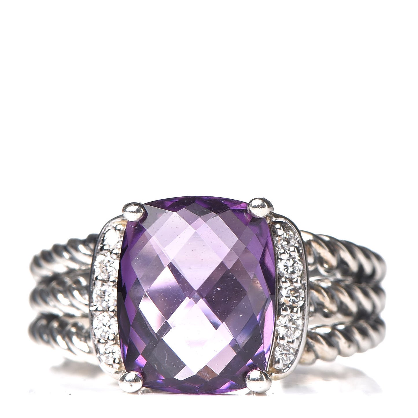 Sterling Silver Diamond Amethyst 10mm Petite Wheaton Ring 49 5