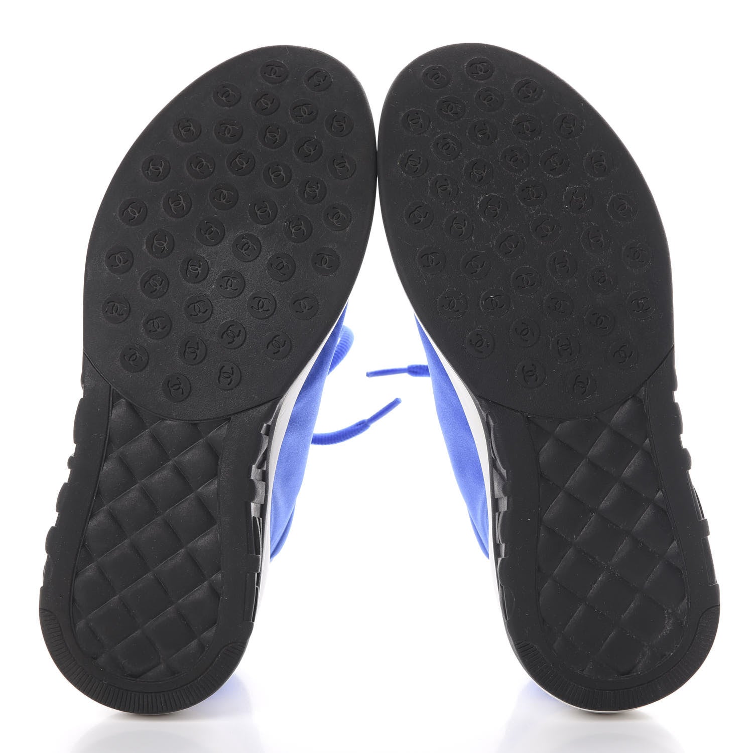 Chanel Calfskin Mesh Lyrca Womens Logo Sneakers 36.5 Blue 5 of 7