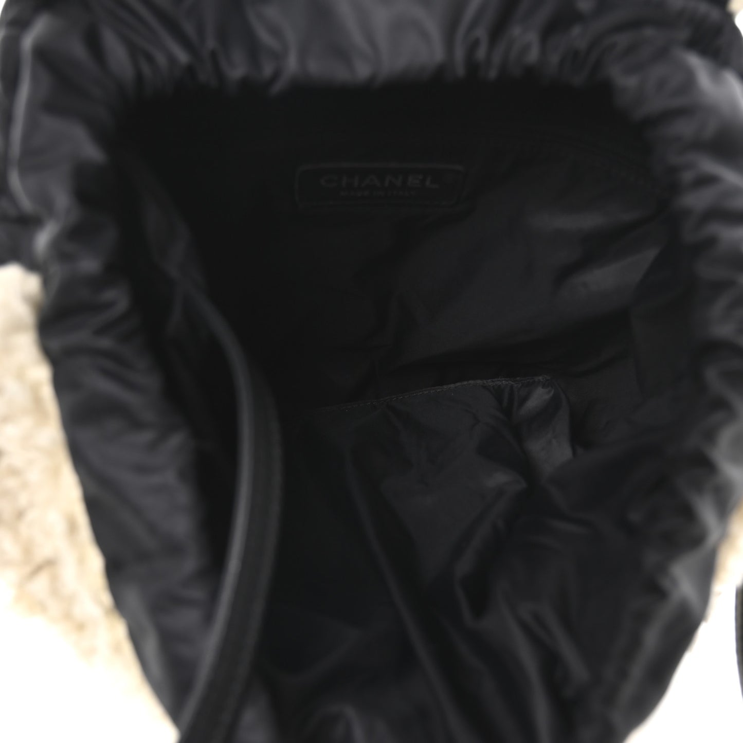 Wool Nylon Quilted Coco Neige Backpack Black Ecru