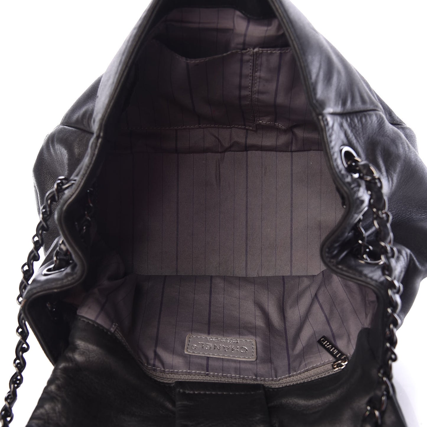 Lambskin Studded Accordion CC Flap Black