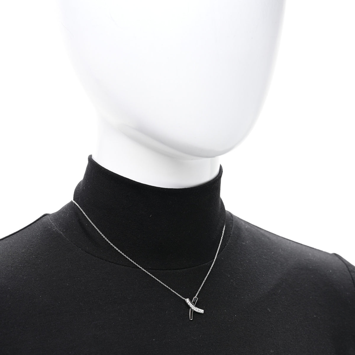Tiffany 18K White Gold Diamond Paloma Picasso Small Signature X Pendant Necklace 2 of 5