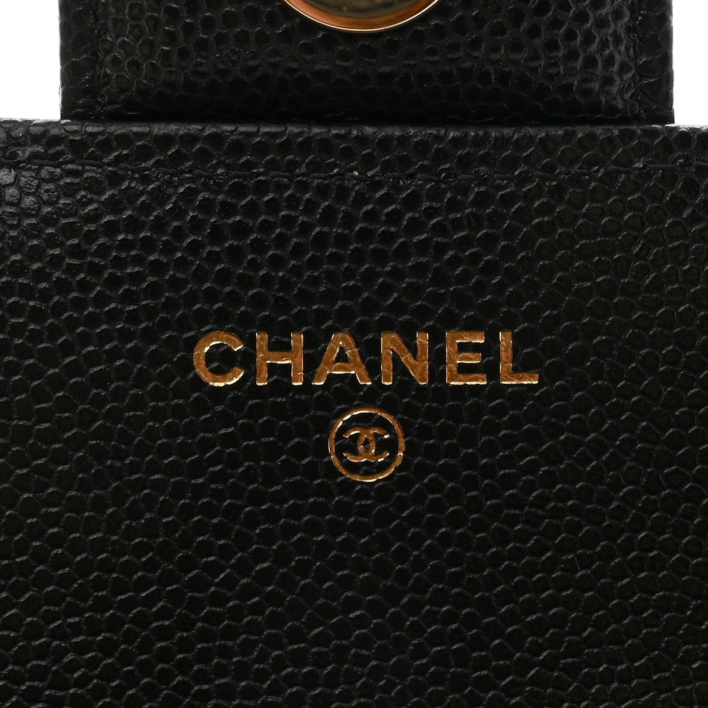 Caviar Quilted Glasses Case With Chain Black