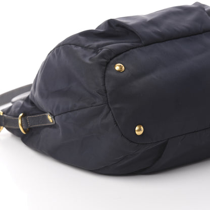 Prada Tessuto Nylon Vitello Daino Tote Blue 5 of 9