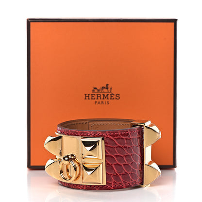 Hermes Shiny Alligator Collier De Chien CDC Bracelet size T2 Braise 7 of 7