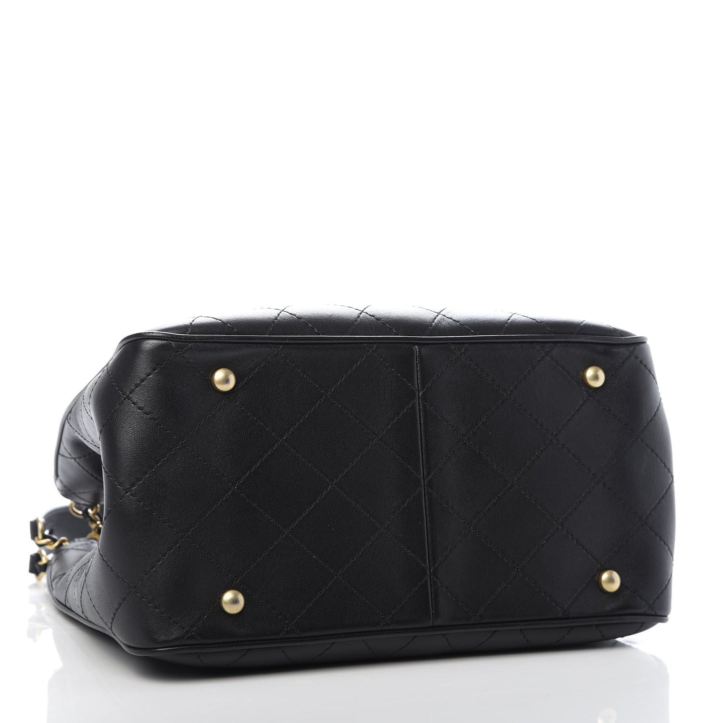 Calfskin Stitched Egyptian Amulet Drawstring Bag Black