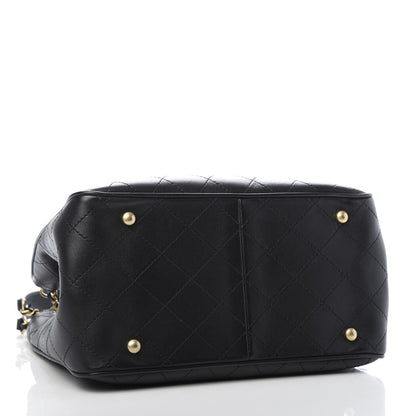 Chanel Calfskin Stitched Egyptian Amulet Drawstring Bag Black 4 of 9
