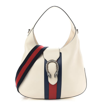 Gucci Calfskin Web Stripe Medium Dionysus Hobo White 1 of 10