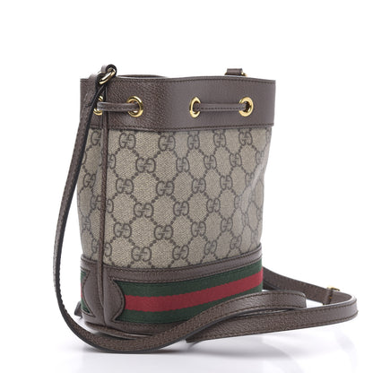 Gucci GG Supreme Monogram Web Mini Ophidia Bucket Bag Brown 3 of 10