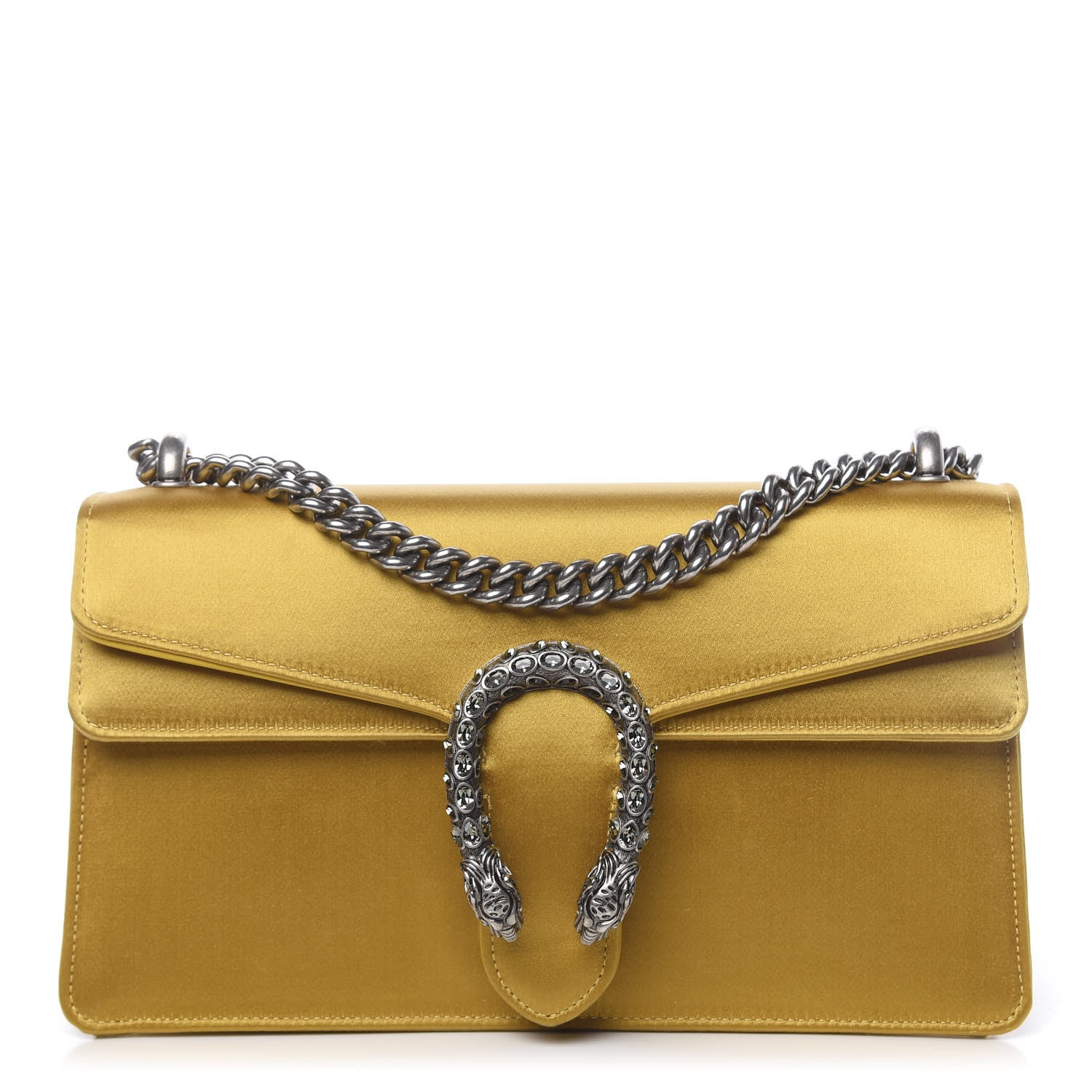 Gucci Satin Silk Crystal Small Dionysus Shoulder Bag Gold Black Diamond 1 of 12
