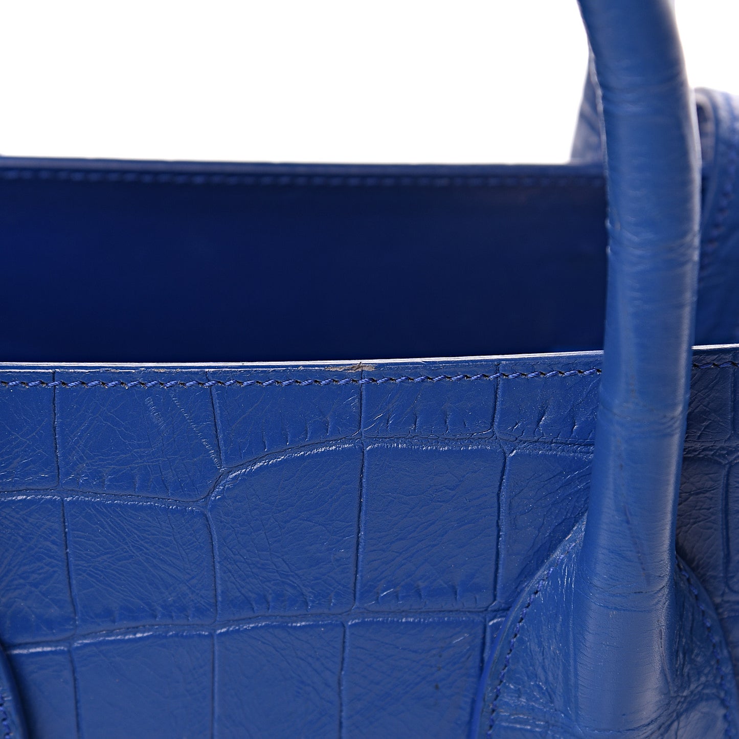 Calfskin Crocodile Embossed Small Sac De Jour Royal Blue
