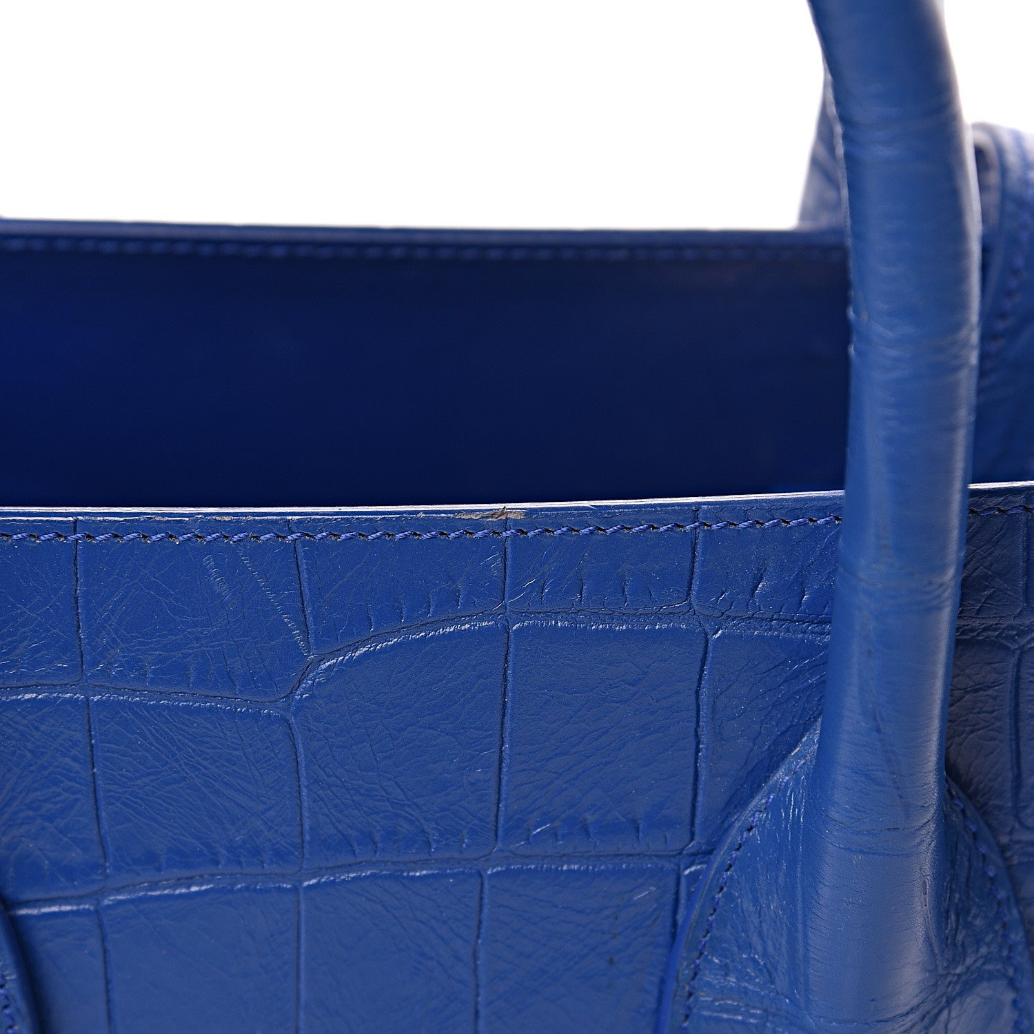 Saint Laurent Calfskin Crocodile Embossed Small Sac De Jour Royal Blue 14 of 18
