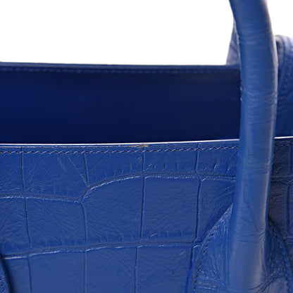 Saint Laurent Calfskin Crocodile Embossed Small Sac De Jour Royal Blue 14 of 18