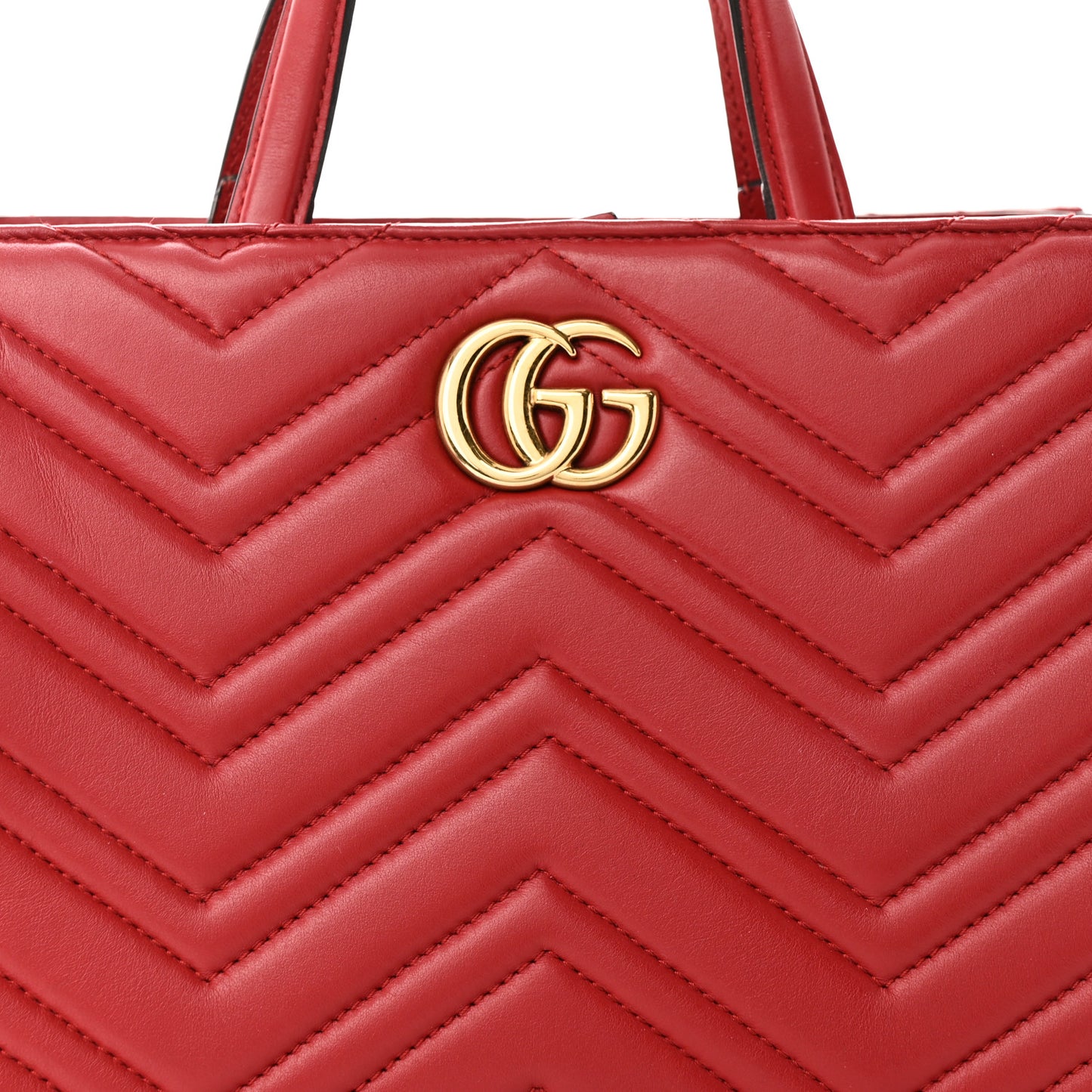 Calfskin Matelasse Small GG Marmont Tote Hibiscus Red