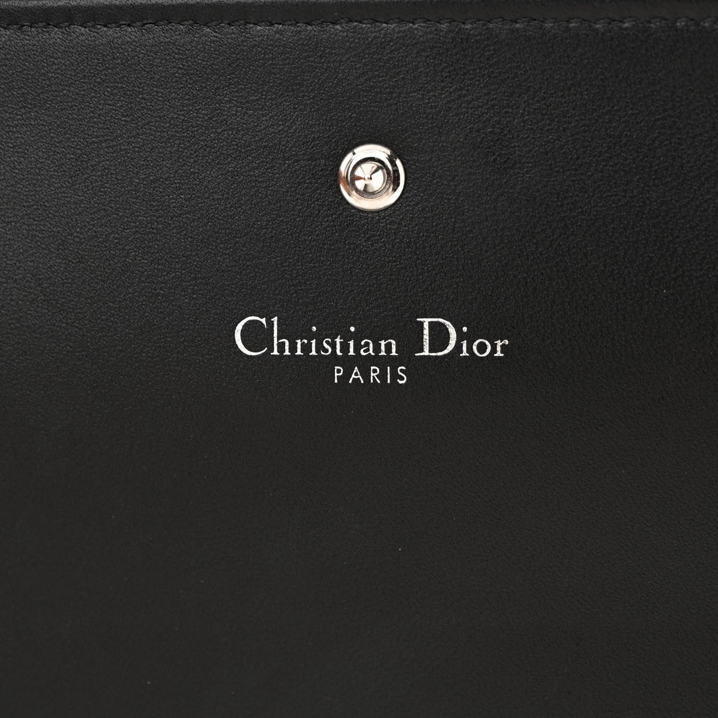 Grained Calfskin Diorama Wallet on Chain Pouch Black