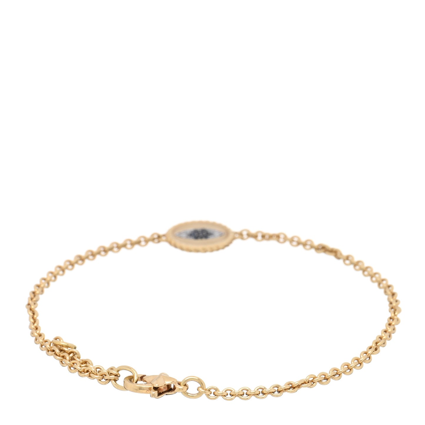 18K Yellow Gold Diamond Blue Sapphire Cable Collectibles Evil Eye Bracelet