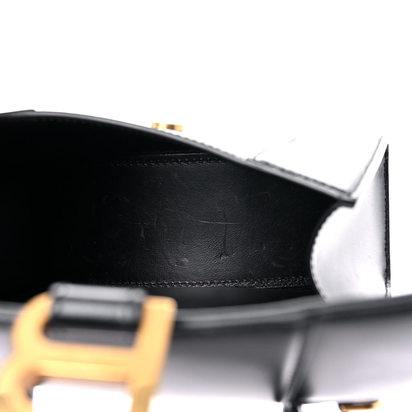 Shiny Box Calfskin Hourglass Top Handle Bag XS Black