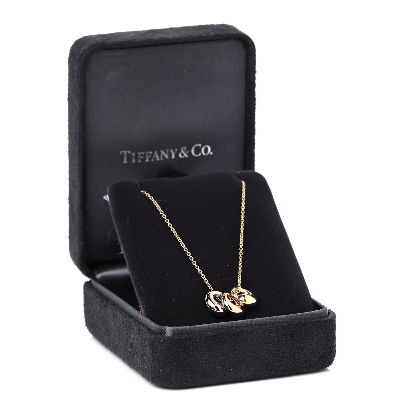 18K Yellow White Rose Gold Elsa Peretti Triple Eternal Circle Pendant Necklace