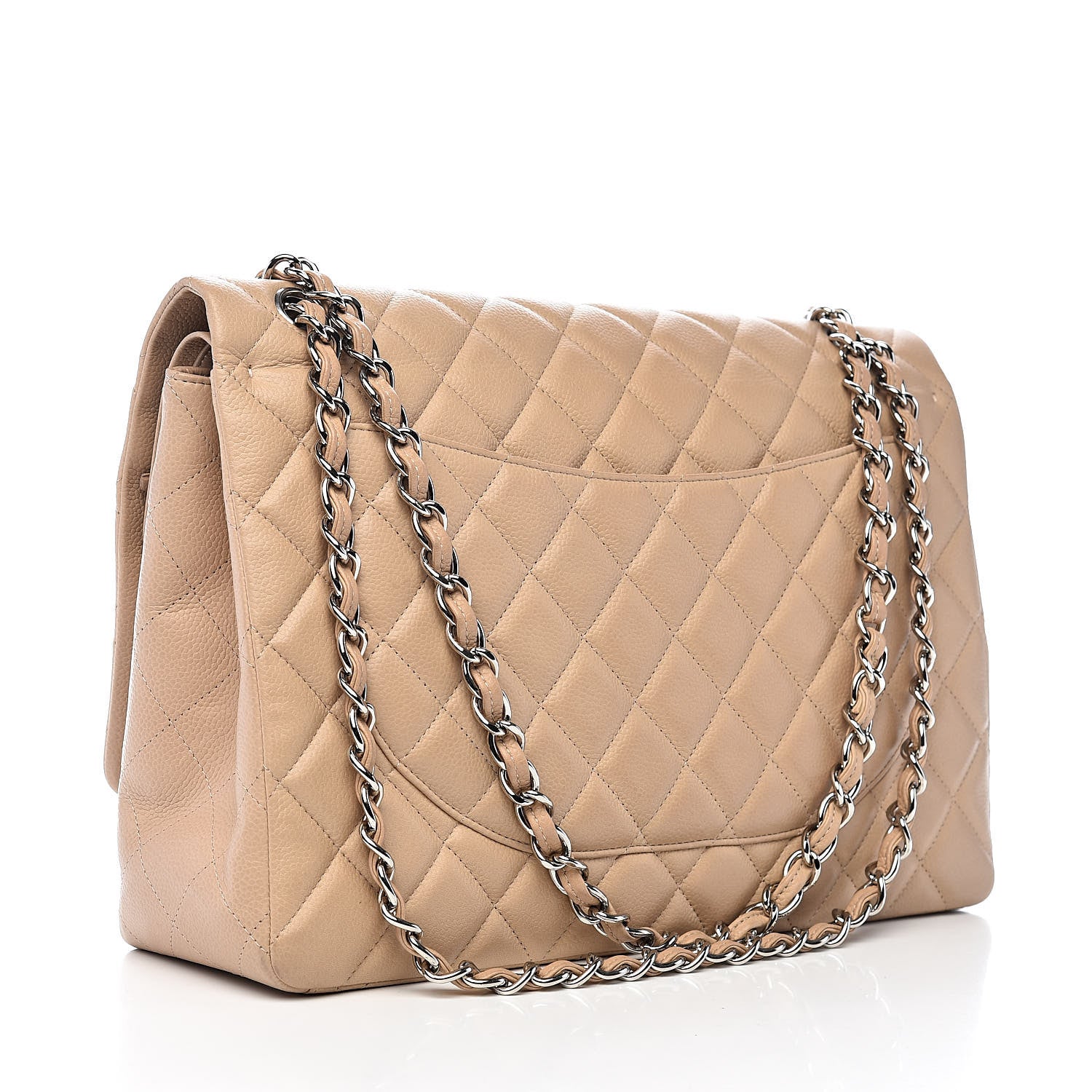 Chanel Caviar Quilted Maxi Double Flap Beige 4 of 11